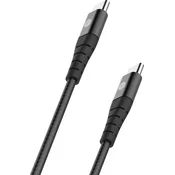 2x črn Type-C 100W 5A Sturdo 1,5m tekstilni kabel