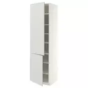 METOD Visoki element+police/2 vrata, bijela/Aspudden svijetlo siva, 60x60x220 cm
