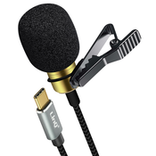 LINQ Visokokakovosten 360° vsesmerni mikrofon USB-C Lavalier z 2m kablom, LinQ - ČRN, (20731591)