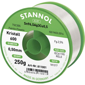 Stannol Žica za mehko spajkanje Stannol kristal 600 v zlitini Flowtin TSC305 z 2\,5 % vsebnostjo fluksa s premerom 0\,5 mm na 250 g kolutu Stannol Kristall 600 Fairtin spajkalna žica\, neosvinčena n, (20428480)