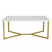 Northix Marmorna klubska mizica MDF 107x60 cm z zlatim kovinskim okvirjem