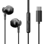 Joyroom TYPE-C serija JR-EC07 USB-C slušalice za uho metalne crne