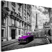 Slika - Car in Paris (1 Part) Violet Wide 90x60