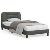 shumee vidaXL Posteljni okvir brez vzmetnice temno siv 90x200 cm oblazinjen s blagom