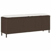 Vidaxl Vrtna klop z blazino rjava 110x30x40,5 cm poli ratan