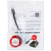 GEMBIRD Cablexpert Adapter USB-C na DisplayPort, črn, 0.15m, (20441573)