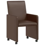 Vidaxl Jedilni stoli s kolesi 2 szt. Rjava 57 x 66 x 94 cm Umetna koža