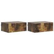 vidaXL Stenski nočni omarici 2 pcs Dimljen hrast 49 x 34,5 x 20 cm