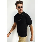 33307 Dewberry Mens Crew Neck Short Sleeve Thin Knit Sweater-BLACK
