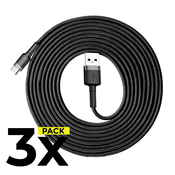 3X USB – C KABEL BASEUS CAFULE TYPE-C CABLE 300CM GREY/BLACK