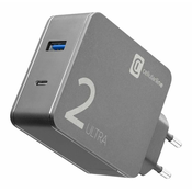 CELLULARLINE dvojni hišni polnilec s kablom C-C (USB+USB-C), 48W