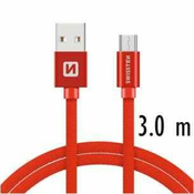 Swissten podatkovni kabel tekstilni USB / micro USB 3.0 M crveni