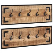 Vidaxl Stojalo za plašče 2 kosa 80x8x25 cm robusten mangov les