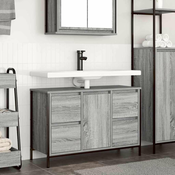 Ormaric za umivaonik s ladicama siva sonoma 90x34,5x60 cm