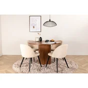 Venture Design Jedilna miza in stol set Bianca, miza 110x75 cm, stoli 57x76,5x50 cm, oreh, bež