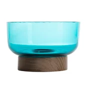 Artemide Bonta skleda, turkizna, O 18 cm, steklo, les - Dnevna soba/jedilnica - Dizajn - turkizna, temni les