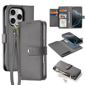 slomart Usnjena torbica Dux Ducis Lawa za iPhone 16 Pro Max z odstranljivo magnetno denarnico - siva