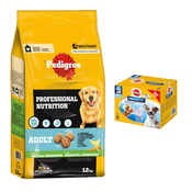 12 kg Pedigree Professional Nutrition Adult + 56 komada Dentastix za male pse - Adult s peradi i povrćem