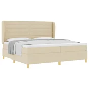 Vidaxl Postelja z vzmetnico z vzmetnico krema 200 x 200 cm blago