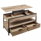 Po višini nastavljiva klubska mizica GASPAR, 50x100x(48–63)cm, camel rjava/črna Vasagle