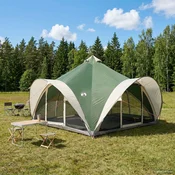 vidaXL Tipi šotor s streho Zelena Za 18 oseb Poliester in jeklo