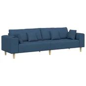 Vidaxl Kavč z blazino Modra 250 x 77 x 76 cm blago