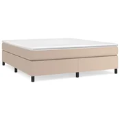 Vidaxl Posteljni okvir z vzmetmi kapučino 160x200 cm umetno usnje