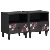 vidaXL Nočna omarica 2 pcs Rjava 40 x 33 x 46 cm Masiven les manga