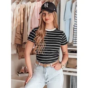T-shirt damskie basic w paski LINESS czarny Dstreet