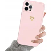 Silikonski zaščitni ovitek za iPhone 12 Pro Max z roza zlatimi srčki