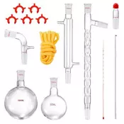 VEVOR Komplet za laboratorijsko destilacijo 1000 ml 14-delni komplet steklene posode