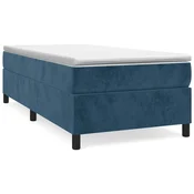 Vidaxl Posteljni okvir z vzmetmi temno moder 100x200 cm žamet