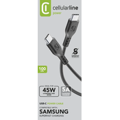 Cellularline Kabel CELLULARLINE USB-C na USB-C 5A 45W 1m Crni, (57198606)