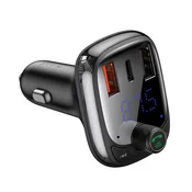 BASEUS Bluetooth FM predajnik za punjac u automobilu, 2 USB + Type-C prikljucka, 36 W, citac microSD kartica, CRNA CCMT000101