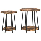 Set pomocnih stolica s policom 2 pcs Dimnjeni hrast i crna