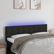 Vidaxl vidaXL Vzglavje postelje z LED diodo črno 144x5x78/88 cm blago