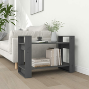vidaXL Knjižna omara/pregrada siva 80x35x56,5 cm trdna borovina