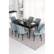 Hanah Home Set Trpezarijski sto i 6 stolica Eva, Sivo-crni