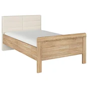 Novel POSTELJA 100 cm x 200 cm , tekstil, leseni material barve šampanjca, hrast sonoma
