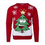Moški pulover z božičnim motivom Xmas Tree rdeča