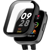 GS Ovitek 2 v 1 + kaljeno steklo za Xiaomi Redmi Watch 3, črn
