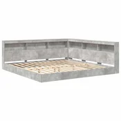 Krevet s policama Beton siva 180 x 200 cm Konstruirano drvo