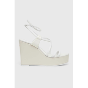 Usnjeni sandali Calvin Klein WEDGE bela barva, HW0HW01952