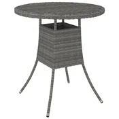 shumee vidaXL Vrtna miza, siva, 70x70x73 cm, poli ratan