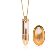 SuperLove Bullet Vibrating Necklace with Remote Gold