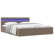 Dvižni posteljni okvir LED taupe blago 160x200 cm