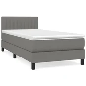Vidaxl Box spring postelja z vzmetnico temno siva 90x190 cm blago