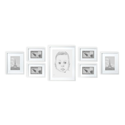 Casa Chic Chalcot, komplet 7 okvirjev za slike, 3 velikosti, pravokotna oblika, paspartu, pravi les  (CL-7SET-WHT)