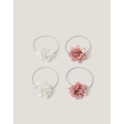 Monsoon Children Set gumica za kosu Satin Rose Ponies, 4 komada, Bele i roze