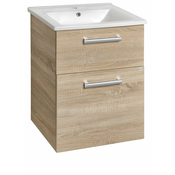 Kozmetična omarica VEGA, 50 cm, 2 predala, hrast platin - Hrast platin - 24 - 43.60 - MDF/laminat - Obešen na steno - Samodejno zapiranje - Aqualine - POLY A VEGA - 51.50 - Modern square - 51,5x72,6x43,6 cm - 72.60